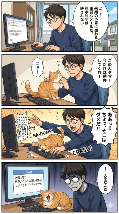 リモートワーク中の猫の邪魔。